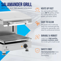 
Salamanader pita skrudintuvas su reguliuojamu aukščiu 45 cm 230 V 2800 W
