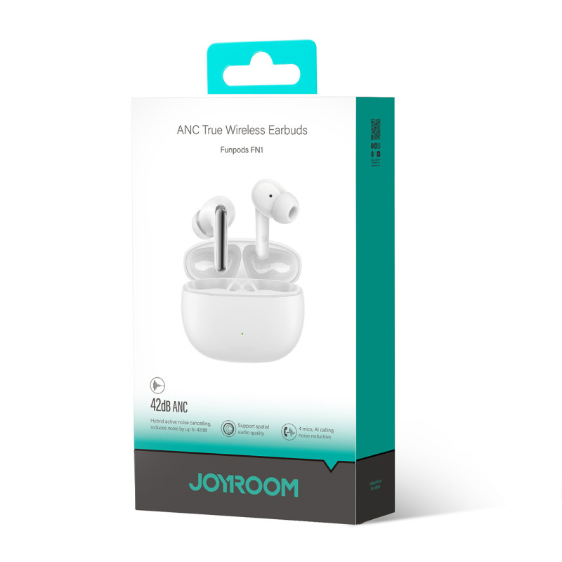 TWS Bluetooth 5.4 ANC ENC belaidės ausinės - baltos