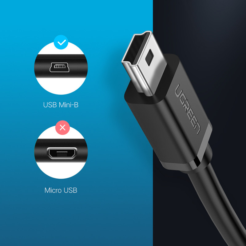 Adapteris mini USB-B (vyriškas) - USB-A (moteris) OTG 10cm - pilkas