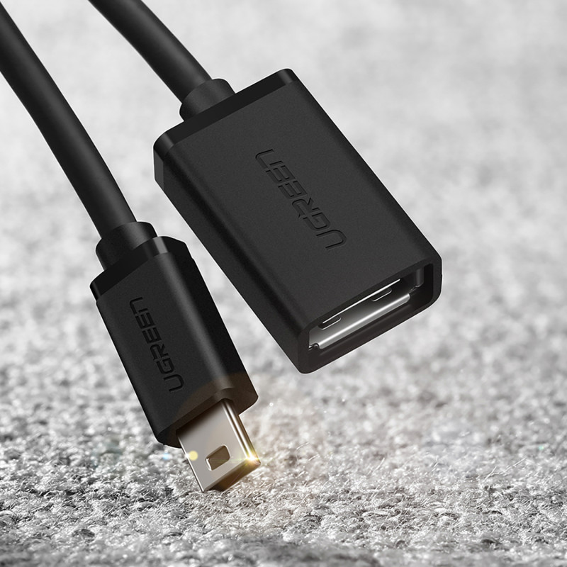 Adapteris mini USB-B (vyriškas) - USB-A (moteris) OTG 10cm - pilkas