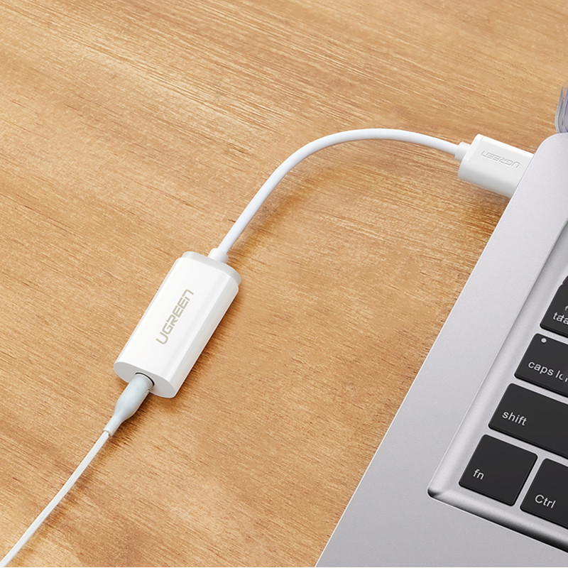 Adapteris USB-A (vyriškas) - mini lizdas 3,5 mm (moteris) - baltas