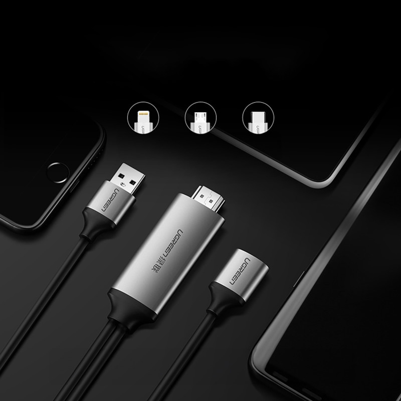 Adapteris USB-A (moteris) - HDMI su maitinimo prievadu USB-A (vyriškas) 1,5 m - pilkas