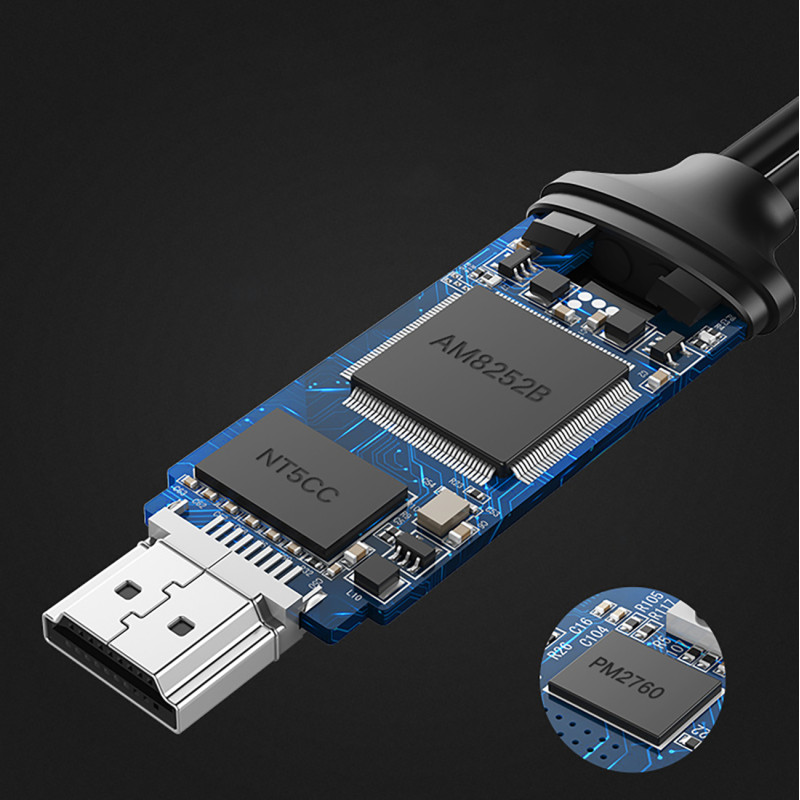 Adapteris USB-A (moteris) - HDMI su maitinimo prievadu USB-A (vyriškas) 1,5 m - pilkas