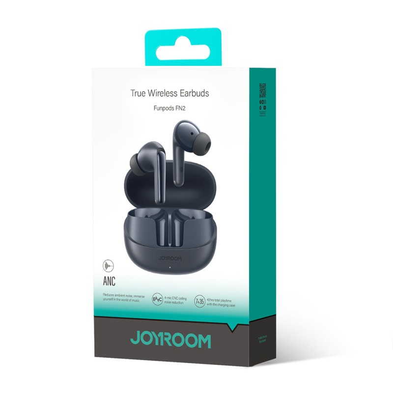 Funpods TWS In-Ear Bluetooth 5.4 ANC ausinės su IP54 apsauga – juodos