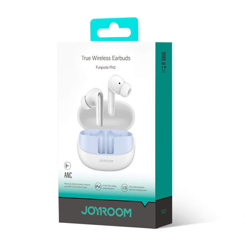 Funpods TWS In-Ear Bluetooth 5.4 ANC ausinės su IP54 apsauga – balta