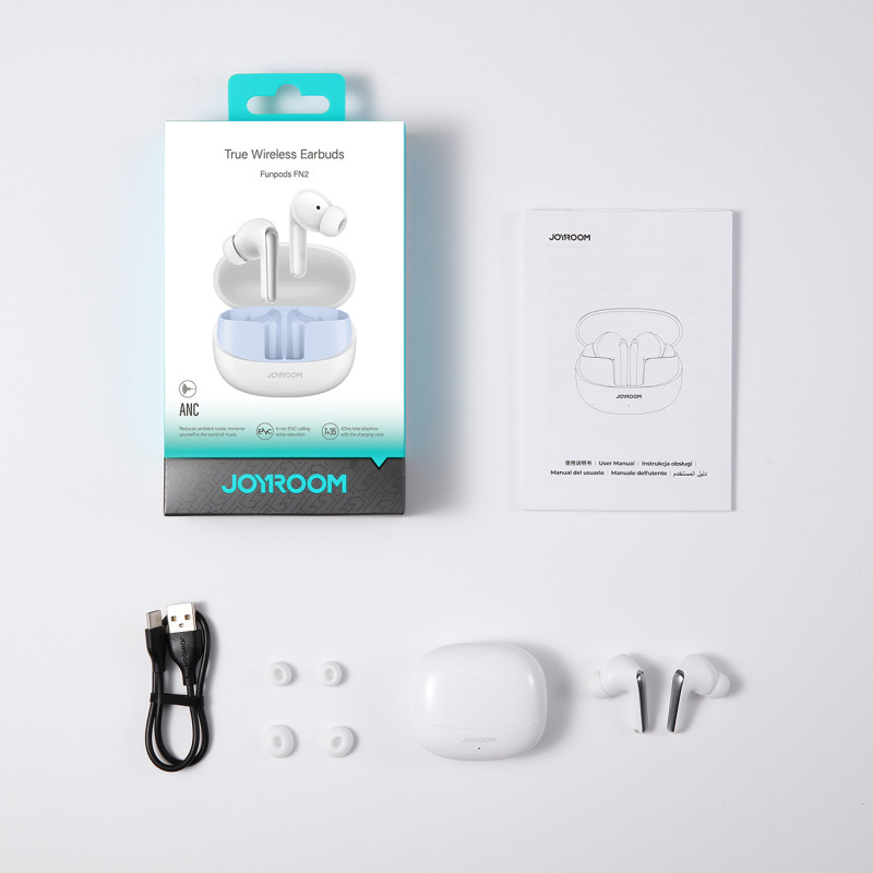 Funpods TWS In-Ear Bluetooth 5.4 ANC ausinės su IP54 apsauga – balta