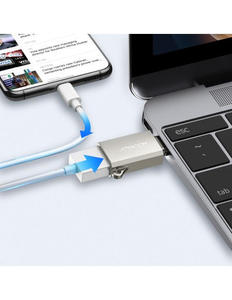 USB-C (vyriškas) – USB-A (moteriškas) adapteris su virvelės akute – sidabrinis
 
USB-C (vyriškas) – USB-A (moteriškas) adapteris su virvelės akute – sidabrinis