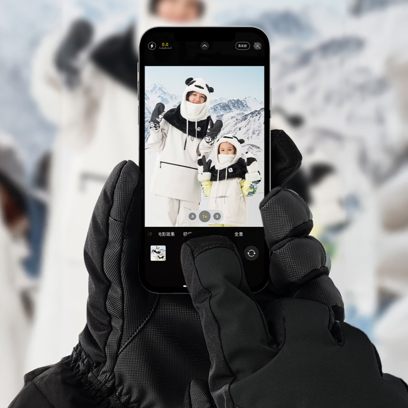 Slidinėjimo pirštinės vandeniui atsparus jutiklinis ekranas Finger Style L dydžio telefonui - juodas