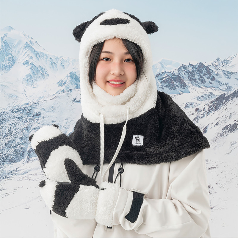 Panda slidinėjimo pirštinės vaikams ir suaugusiems S dydis – juodos/ baltos