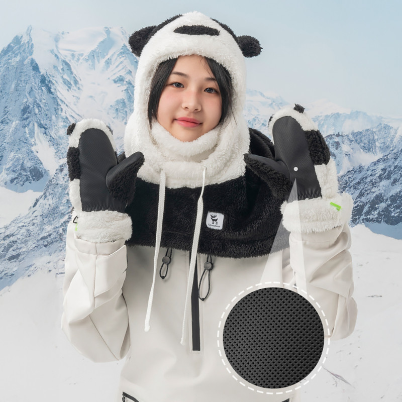 Panda slidinėjimo pirštinės vaikams ir suaugusiems S dydis – juodos/ baltos