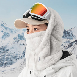 
Šilta kailinė balaklava žiemos slidinėjimui Arctic Velvet dydis L - balta

