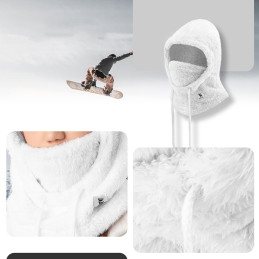 
Šilta kailinė balaklava žiemos slidinėjimui Arctic Velvet dydis L - balta
