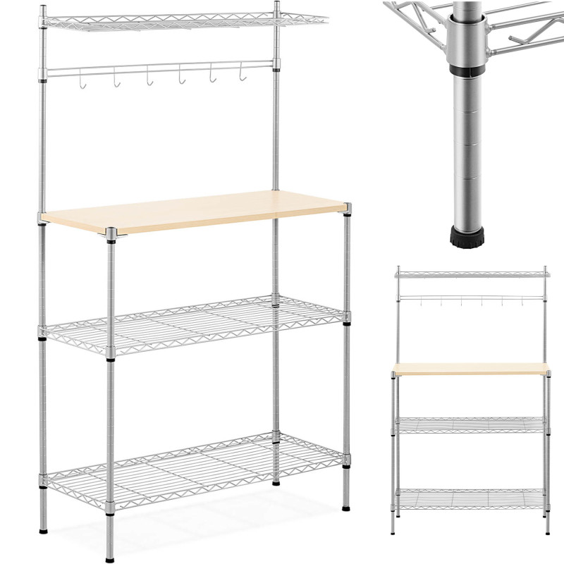 Metalinis stelažas sandėlio virtuvei 4 lentynų kabliukai 90 x 35 x 152 cm iki 121 kg