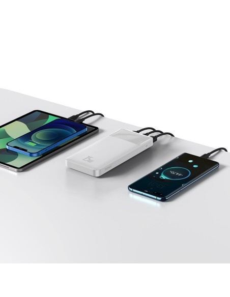 Powerbank 10000mAh 2xUSB USB-C microUSB 15W balta Powerbank 10000mAh 2xUSB USB-C microUSB 15W balta