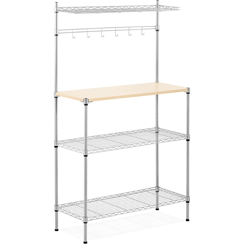 Metalinis stelažas sandėlio virtuvei 4 lentynų kabliukai 90 x 35 x 152 cm iki 121 kg