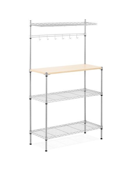Metalinis stelažas sandėlio virtuvei 4 lentynų kabliukai 90 x 35 x 152 cm iki 121 kg Metalinis stelažas sandėlio virtuvei 4 lentynų kabliukai 90 x 35 x 152 cm iki 121 kg