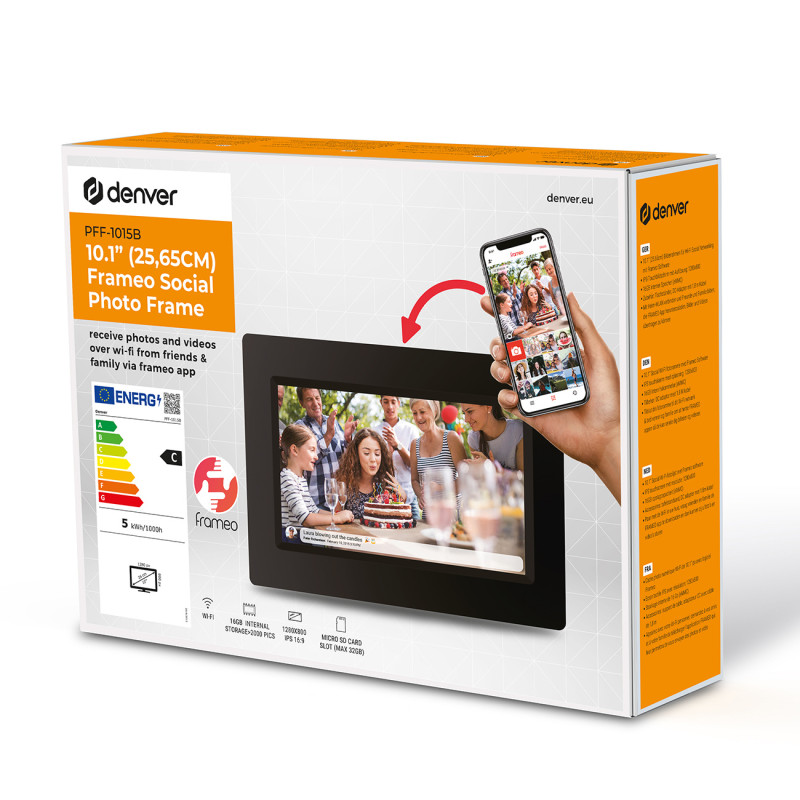 Skaitmeninis rėmelis 10.1& 39 & 39 16GB microSD Frameo PFF-1015B – juodas