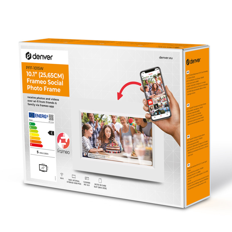 Skaitmeninis rėmelis 10.1& 39 & 39 16GB microSD Frameo PFF-1015W – baltas