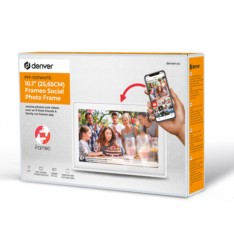 Skaitmeninis rėmelis 10,1 colio 16 GB „microSD WiFi Frameo PFF-1021W“ – baltas