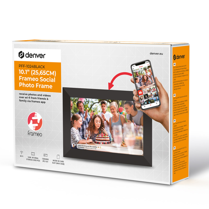 Skaitmeninis rėmelis 10.1& 39 & 39 16GB microSD WiFi Frameo PFF-1024B – juodas
