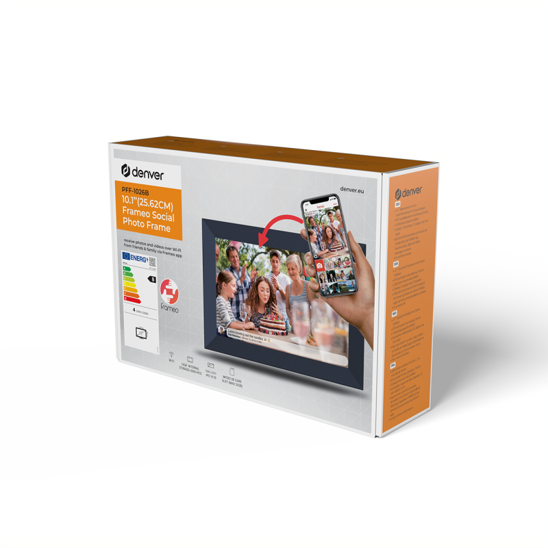 Skaitmeninis rėmelis 10.1& 39 & 39 16GB microSD WiFi garsiakalbis MP4 Frameo PFF-1026B – juodas