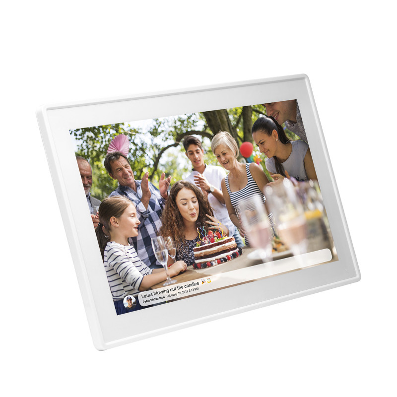 Skaitmeninis rėmelis 15,6 colių 16 GB „microSD“ WiFi garsiakalbis MPEG4 Frameo PFF-1515W – baltas