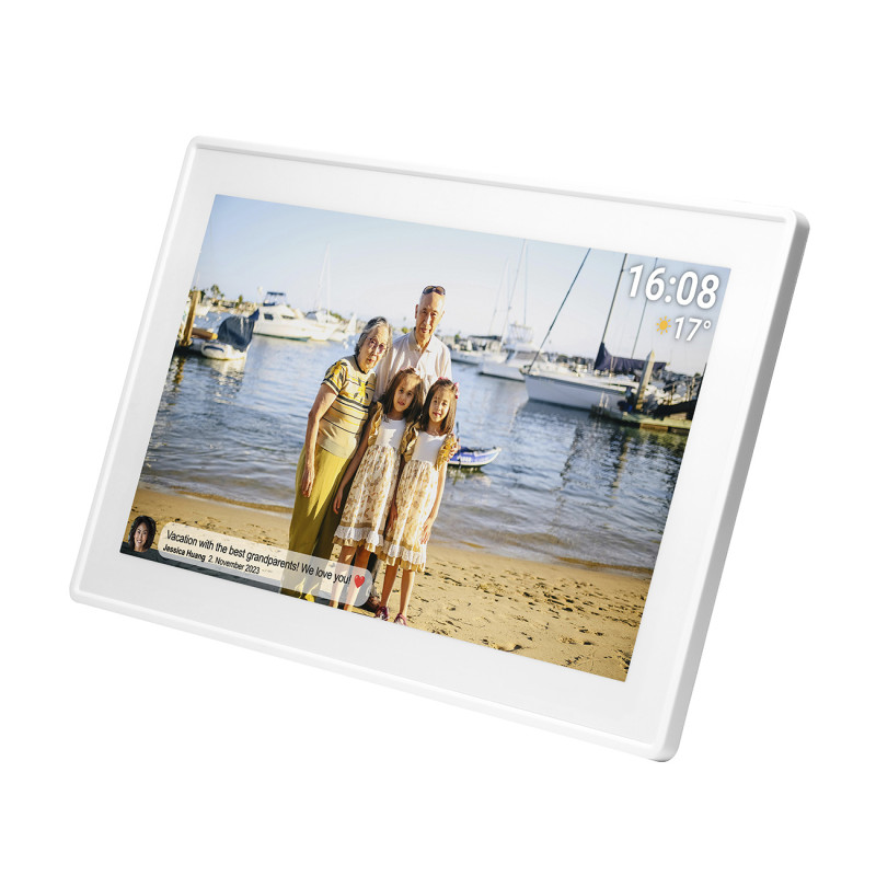 Skaitmeninis rėmelis 15,6 colių 16 GB „microSD“ WiFi garsiakalbis MPEG4 Frameo PFF-1515W – baltas