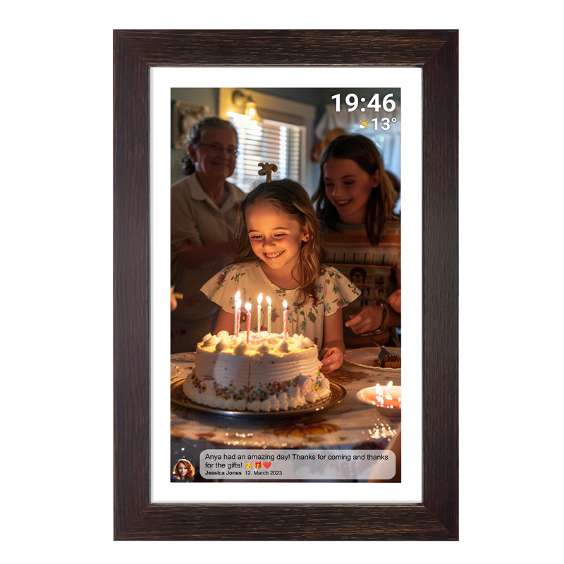 Skaitmeninis rėmelis 15.6& 39 & 39 16GB microSD WiFi garsiakalbis MPEG4 Frameo PFF-1543DW – ruda