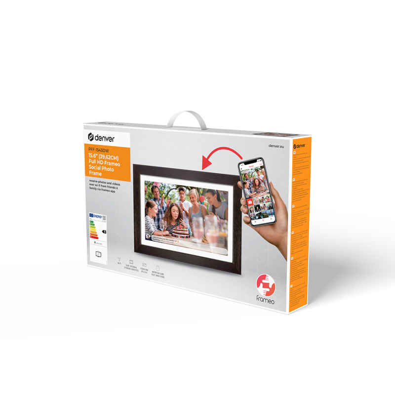 Skaitmeninis rėmelis 15.6& 39 & 39 16GB microSD WiFi garsiakalbis MPEG4 Frameo PFF-1543DW – ruda