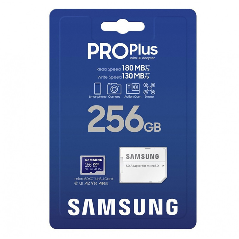 Samsung MicroSDXC 256Gb PRO Plus atminties kortelė su microSD adapteriu