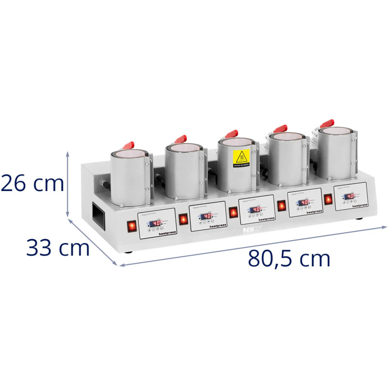 5 puodelių LCD 250 C terminio perdavimo presas