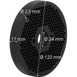 
Matrica granulių presui WIE-PM-1500 WIE-PM-500 sk. 120 skylių 2,5 mm
