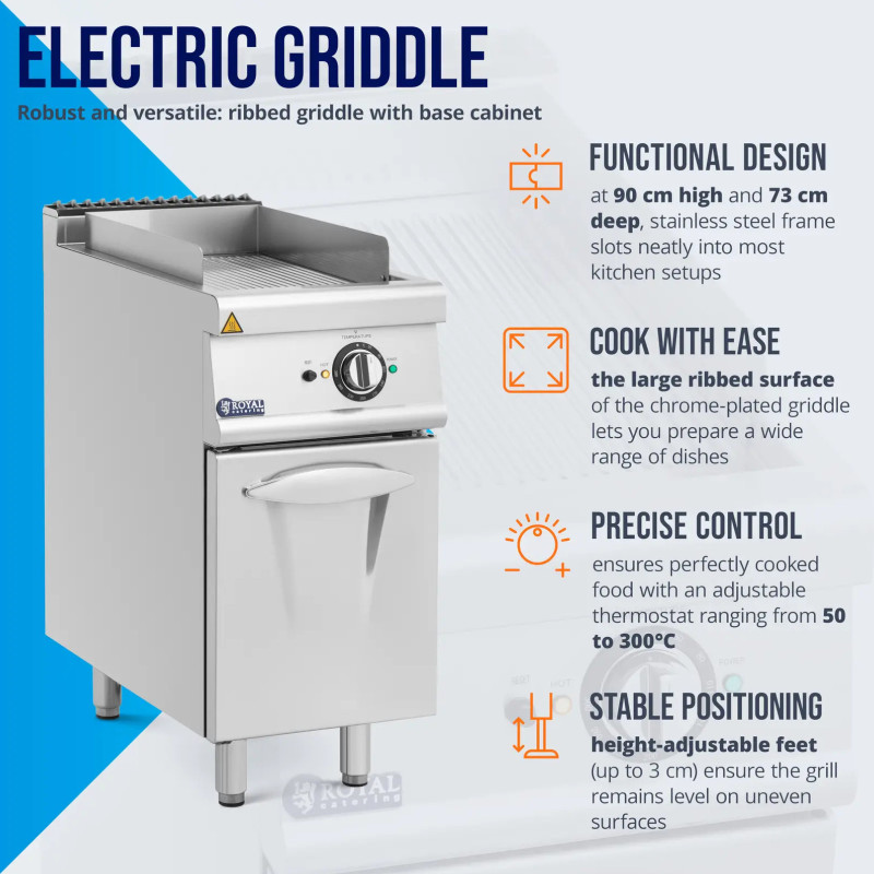 
Grilio plokštė elektrinė grilis su grioveliais su spintele 33,5 x 55 cm 5,4 kW
