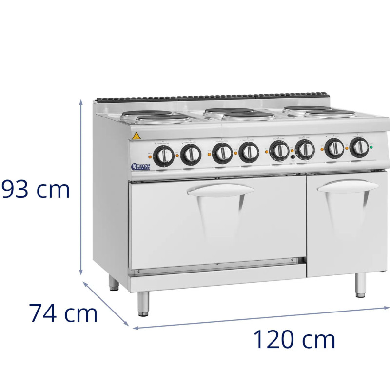 Elektrinė viryklė su orkaite, spintele, 6 degikliai, 400 V, 19,1 kW