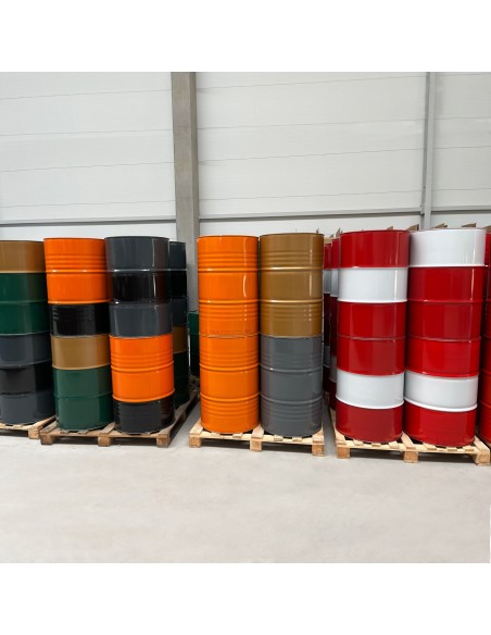 
Plieninė metalinė statinė TH 216.5L su grioveliais, 3/ 4 ir 2 kamšteliai dangtelyje - SPALVŲ MIŠINIS
