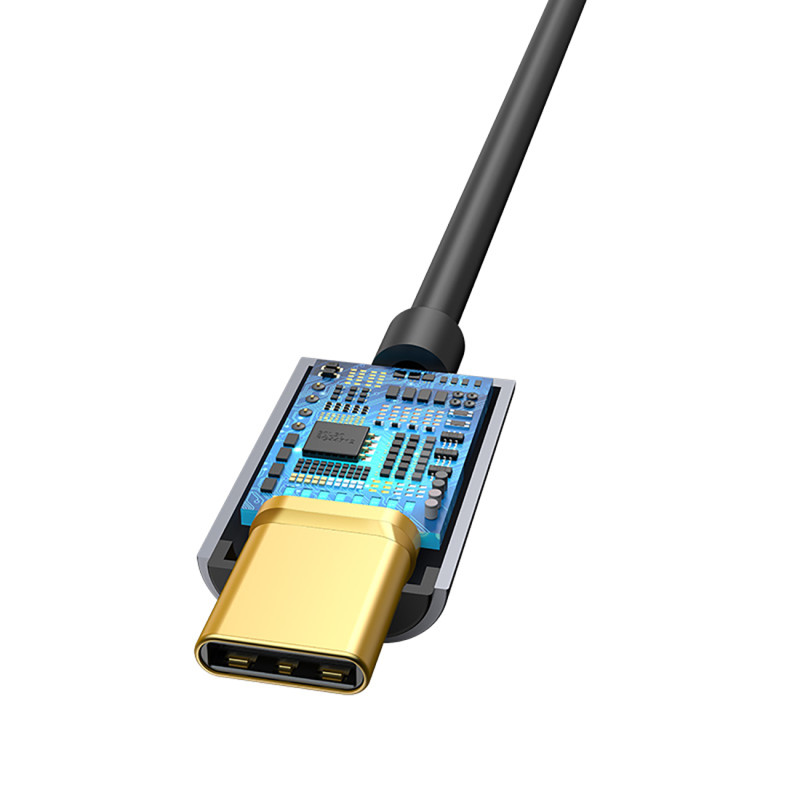Ausinių adapteris USB-C – mini lizdas 3,5 mm DAC 24 bitai 48 kHz – pilka