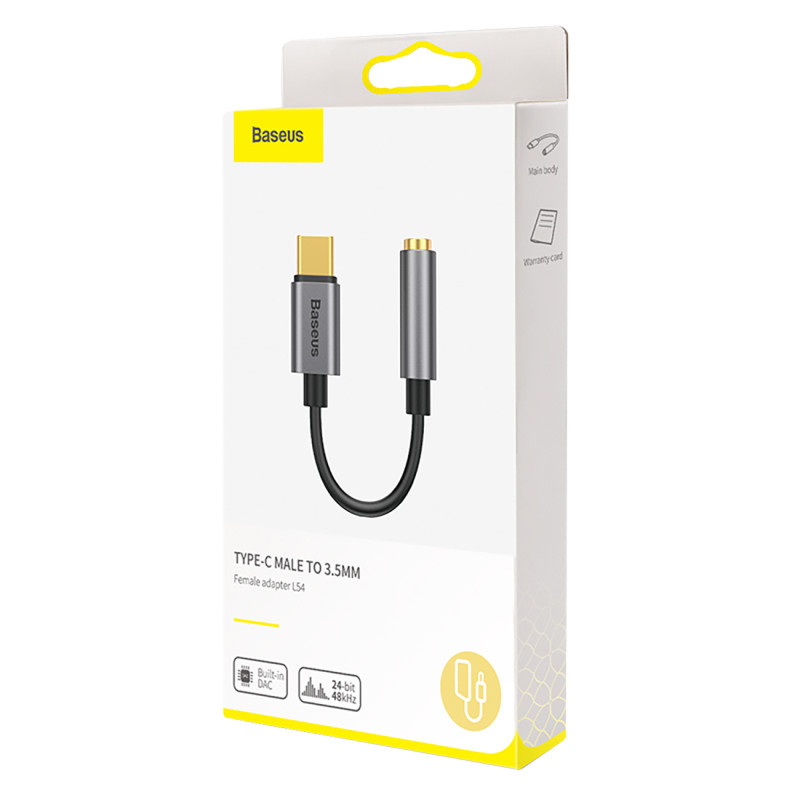 Ausinių adapteris USB-C – mini lizdas 3,5 mm DAC 24 bitai 48 kHz – pilka