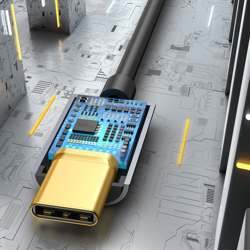 Ausinių adapteris USB-C – mini lizdas 3,5 mm DAC 24 bitai 48 kHz – pilka