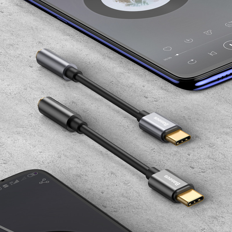 Ausinių adapteris USB-C – mini lizdas 3,5 mm DAC 24 bitai 48 kHz – pilka