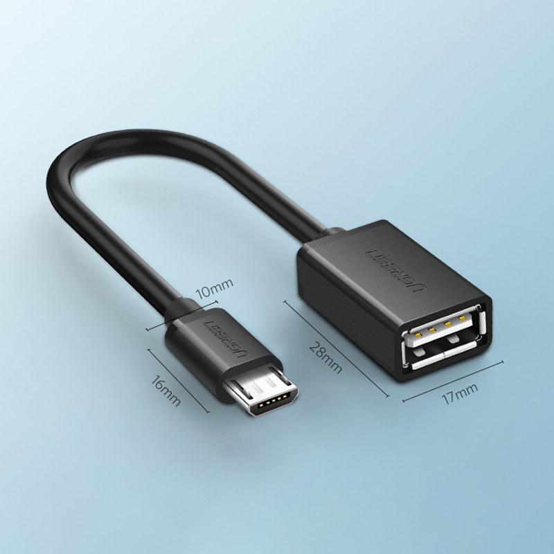 Adapteris mikro USB (vyriškas) - USB-A (moteris) OTG plokščias 0,15 m - juodas