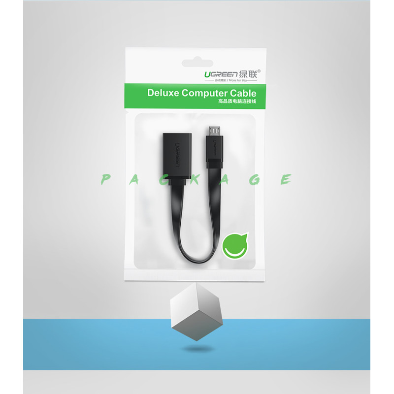 Adapteris mikro USB (vyriškas) - USB-A (moteris) OTG plokščias 0,15 m - juodas