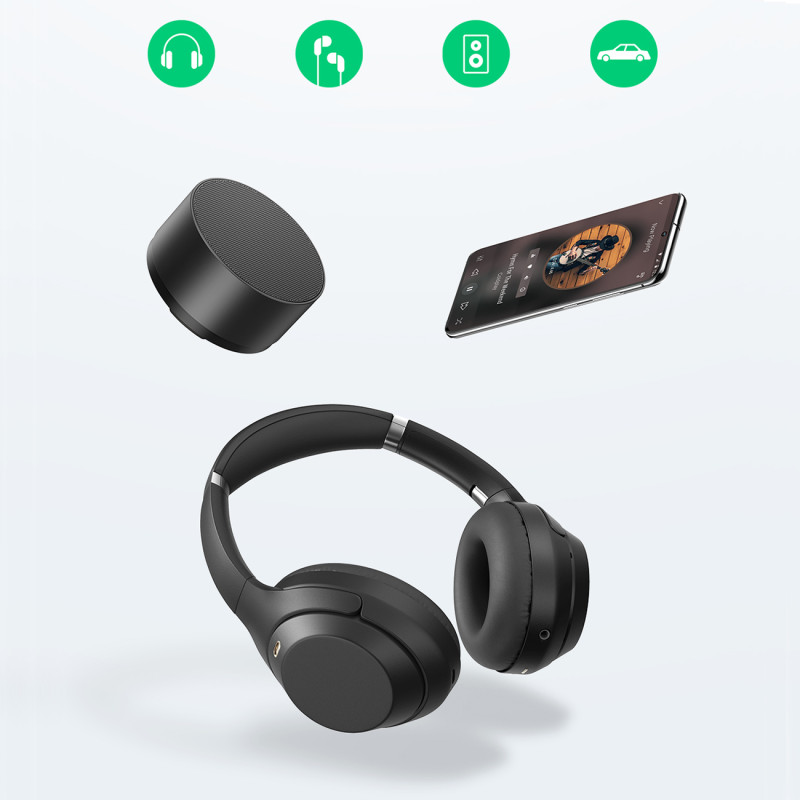 USB-C (vyriškas) – 3,5 mm mini lizdas (moteriškas) kampinis garso adapteris – pilkas
