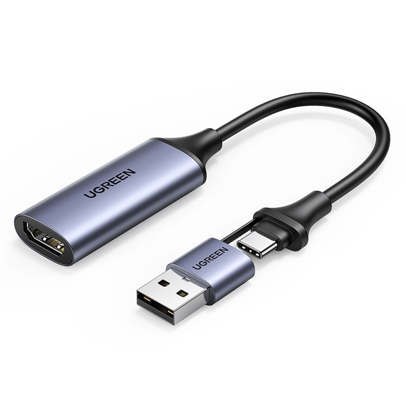 
HDMI (moteris) – USB-A / USB-C (vyriškas) adapteris – pilkas
