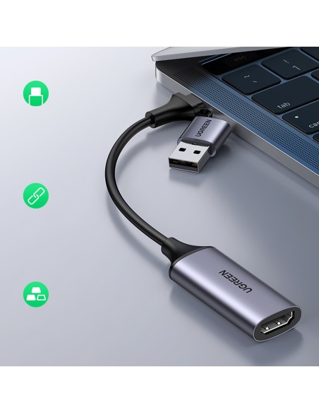 HDMI (moteris) – USB-A / USB-C (vyriškas) adapteris – pilkas
 
HDMI (moteris) – USB-A / USB-C (vyriškas) adapteris – pilkas