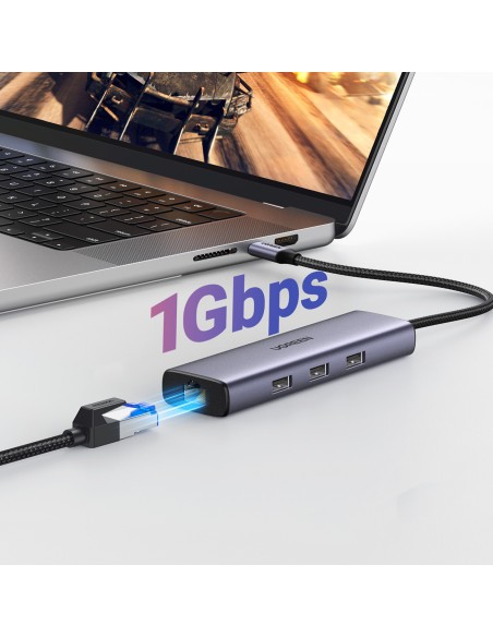 6in1 HUB adapteris USB-C – 3x USB-A 3.0 / HDMI / RJ45 / USB-C PD - pilka
 
6in1 HUB adapteris USB-C – 3x USB-A 3.0 / HDMI / RJ45 / USB-C PD - pilka