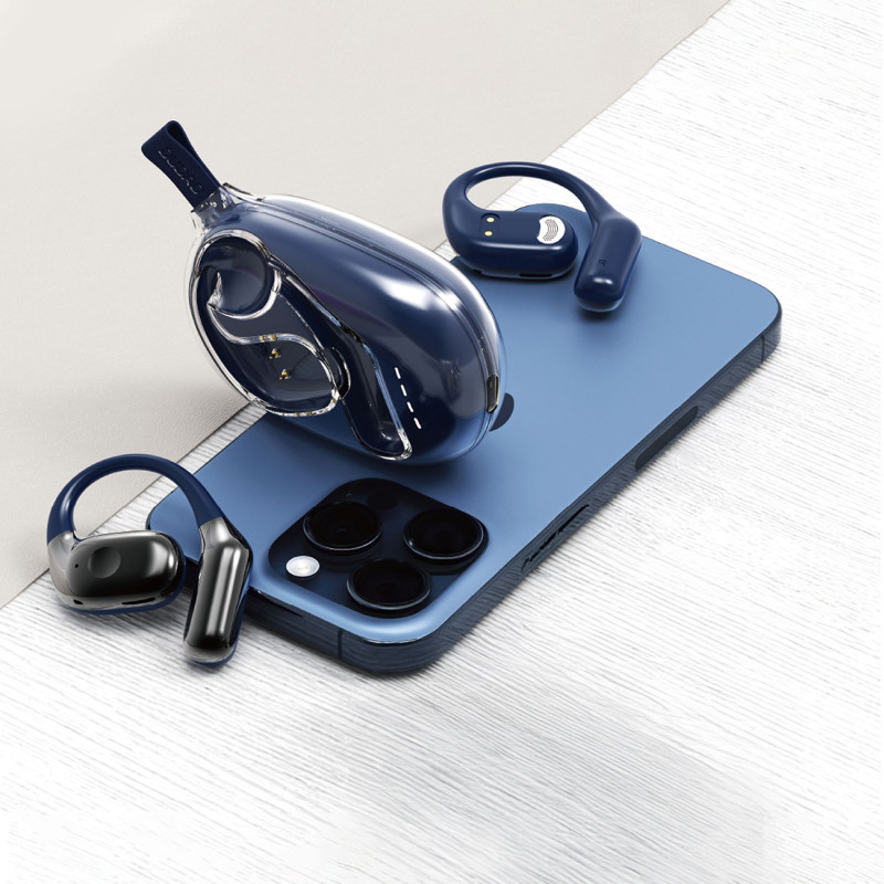 Bluetooth 5.3 OWS USB-C verslo ausinės – tamsiai mėlyna