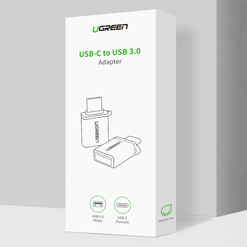 USB-C (vyriškas) – USB-A 3.0 (moteriškas) adapteris su dirželiu – pilka