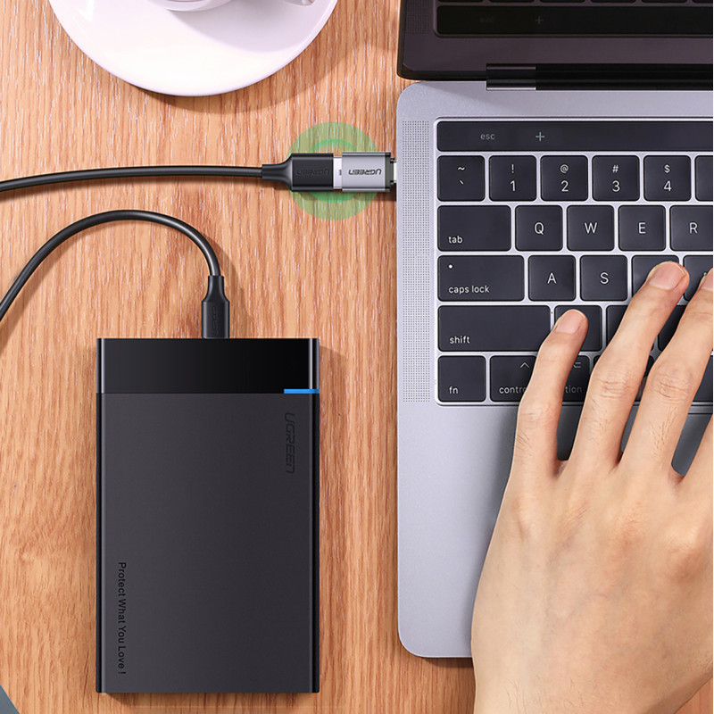 USB-C (vyriškas) – USB-A 3.0 (moteriškas) adapteris su dirželiu – pilka