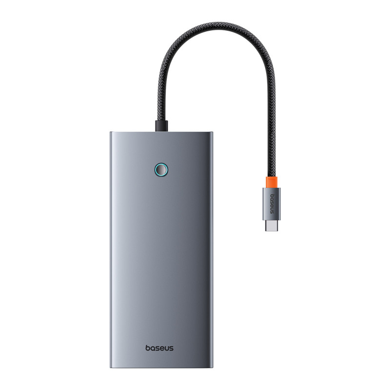 13in1 HUB adapteris PortalJoy Series USB-C HDMI DP VGA USB-A PD RJ45 SD TF AUX – pilka