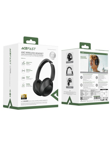 
H3 Bluetooth belaidės ausinės su ANC USB-C IPX4 – juodos
